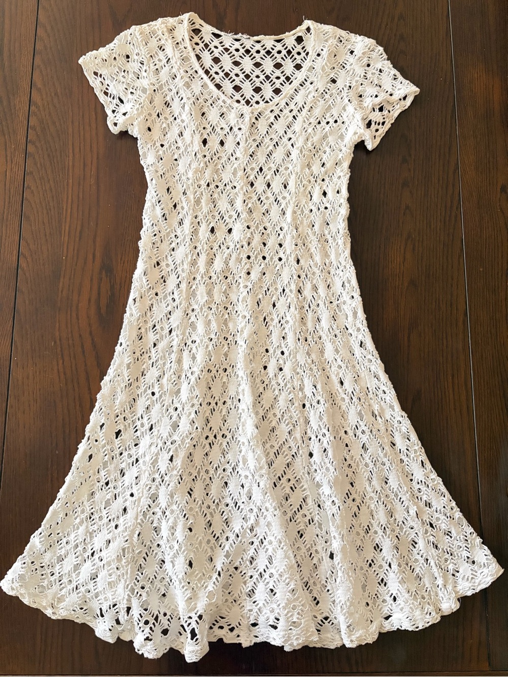 White Crochet Midi Dress